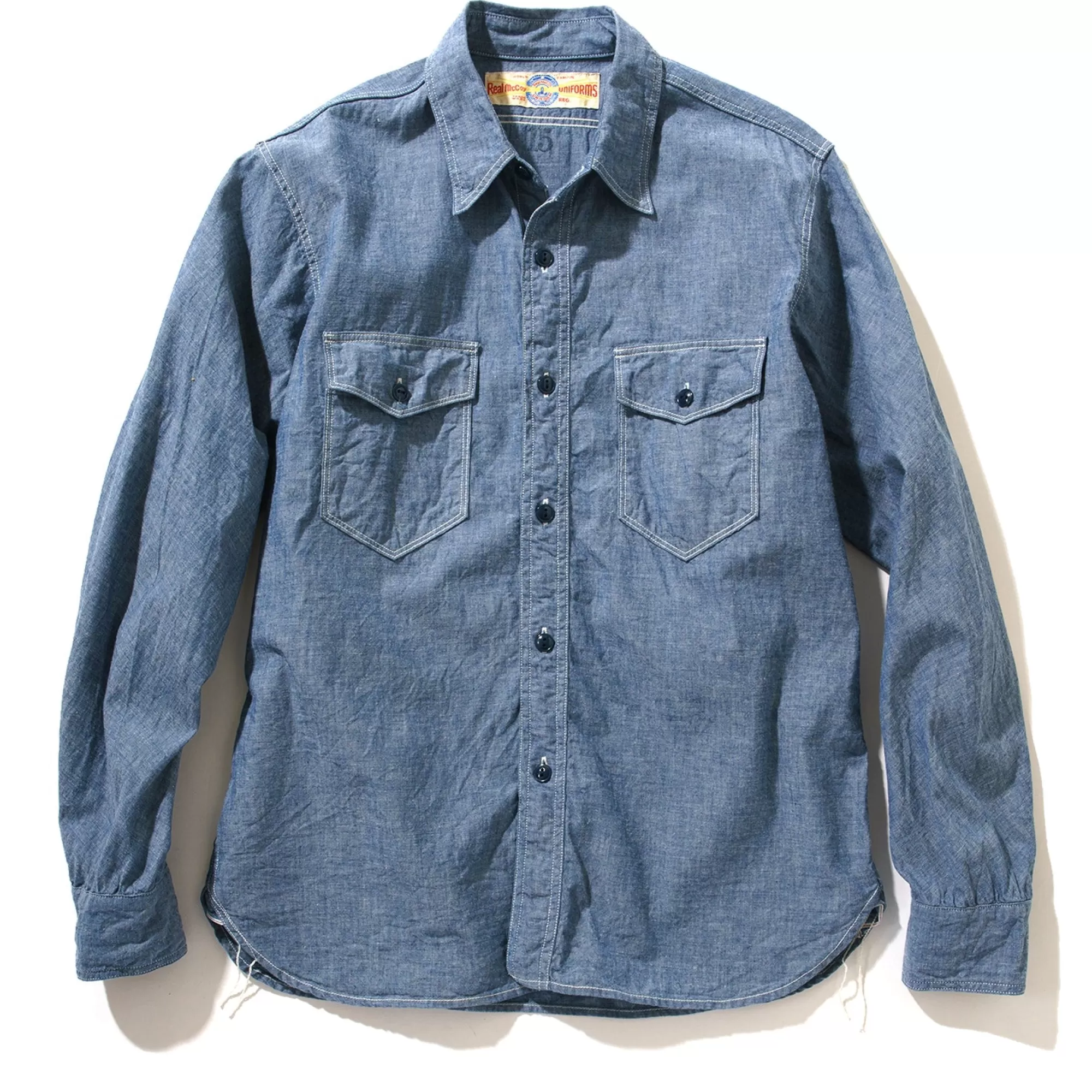 The Real McCoy's Shirts^U.S.N. Chambray Shirt L/S (Plain) 121 Blue