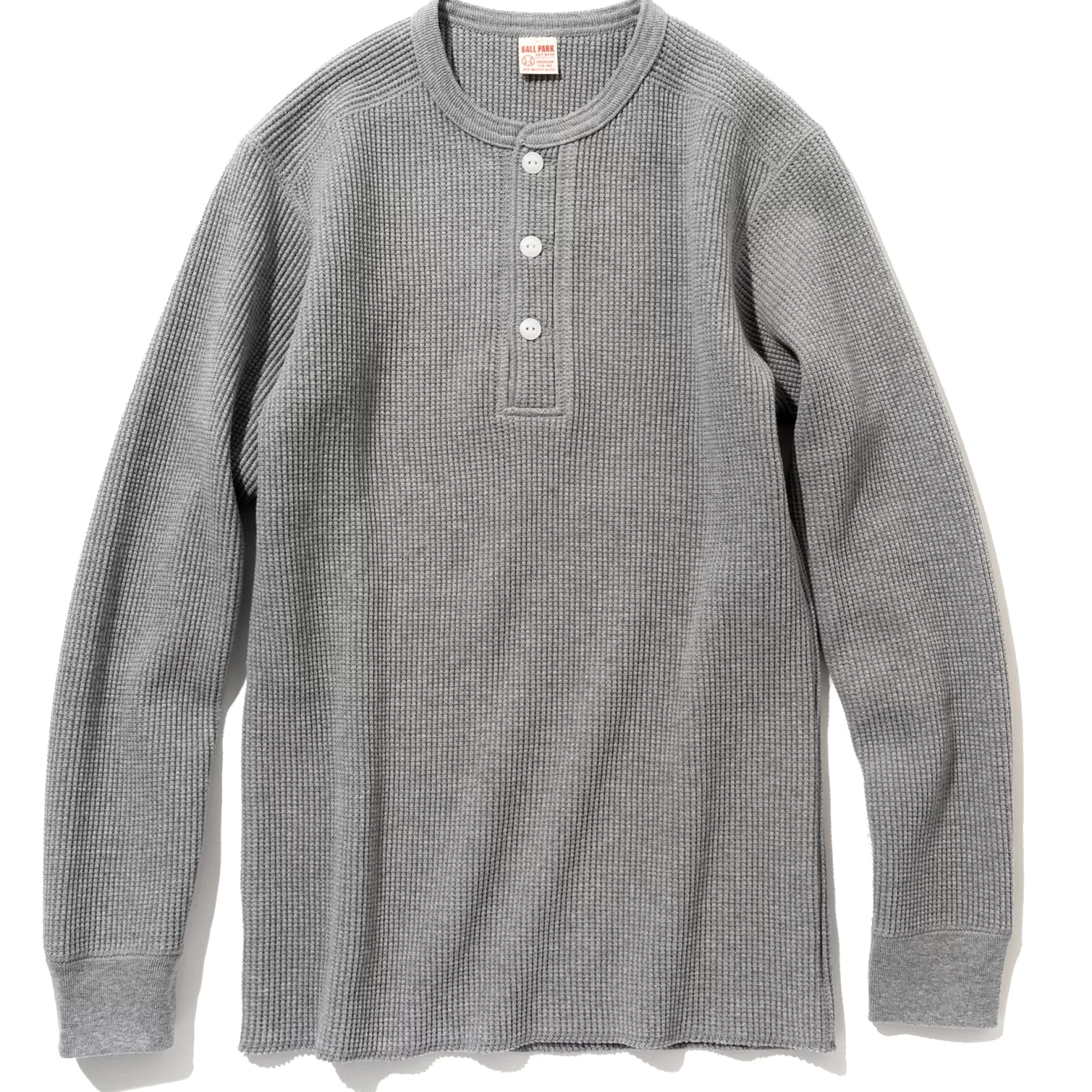 The Real McCoy's Thermal Shirts^Waffle Henley Shirt L/S 020 Grey