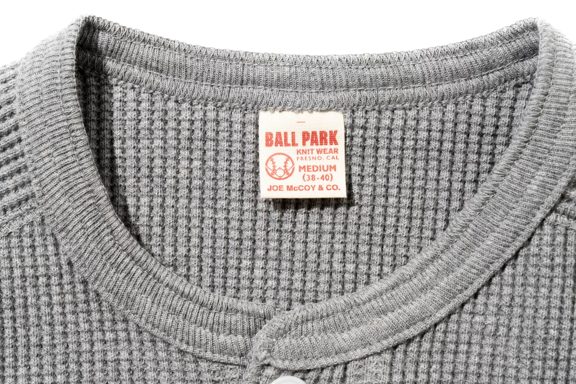 The Real McCoy's Thermal Shirts^Waffle Henley Shirt L/S 020 Grey