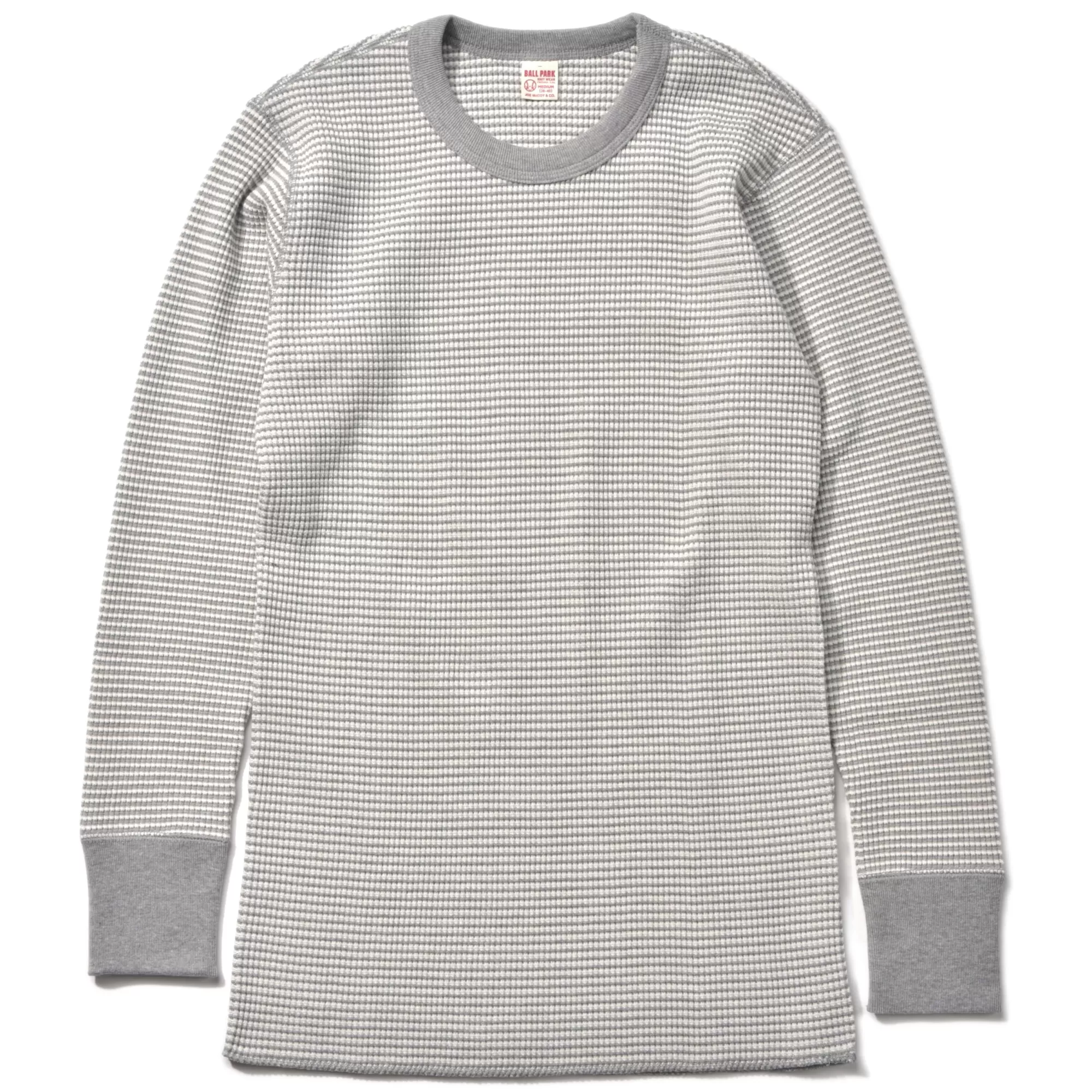 The Real McCoy's Thermal Shirts^Waffle Stripe Thermal Shirt L/S White/ Gray