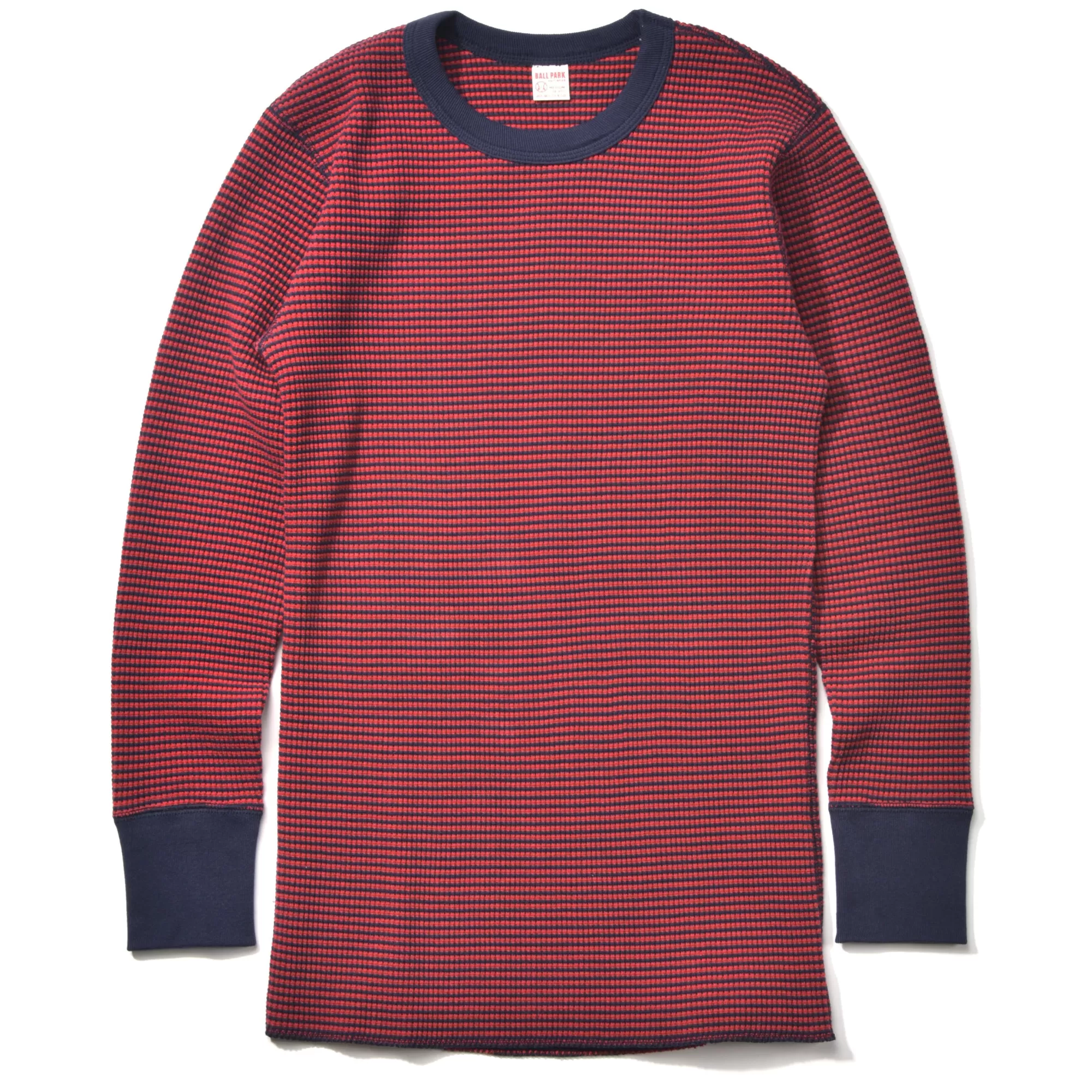 The Real McCoy's Thermal Shirts^Waffle Stripe Thermal Shirt L/S Navy/ Red