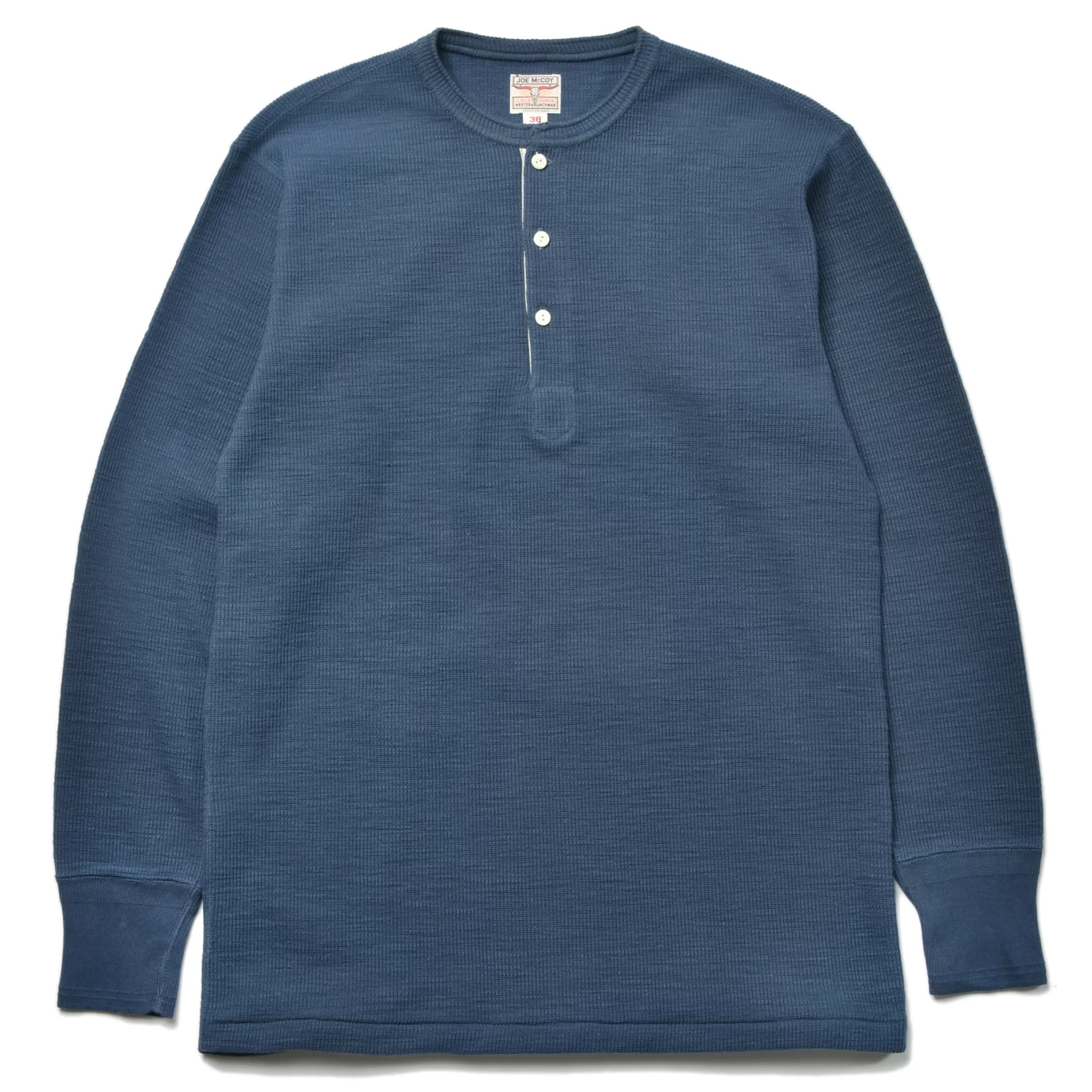 The Real McCoy's Shirts^Western Cardigan Stitch Henley Shirt 125 COBALT