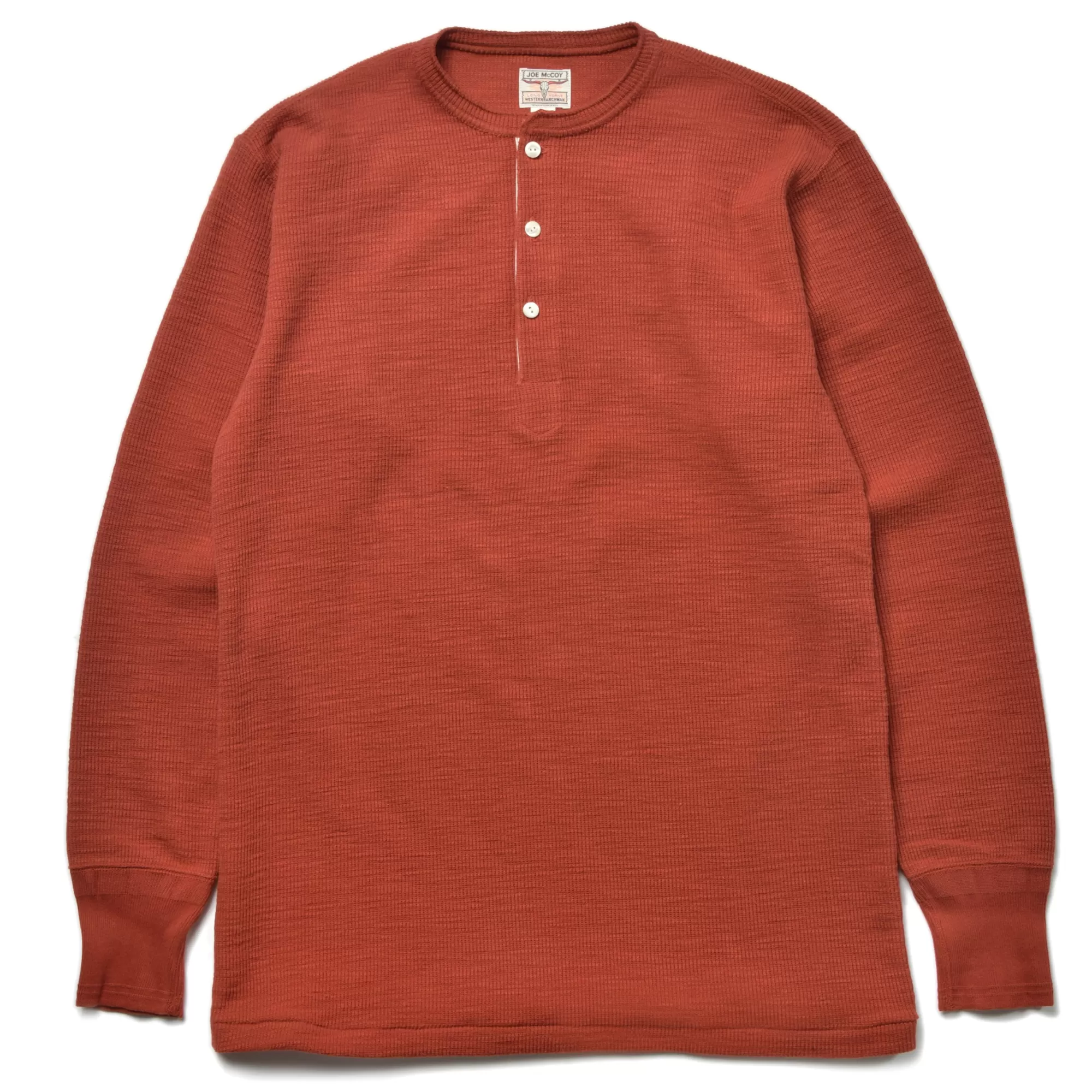 The Real McCoy's Shirts^Western Cardigan Stitch Henley Shirt 093 BRICK RED