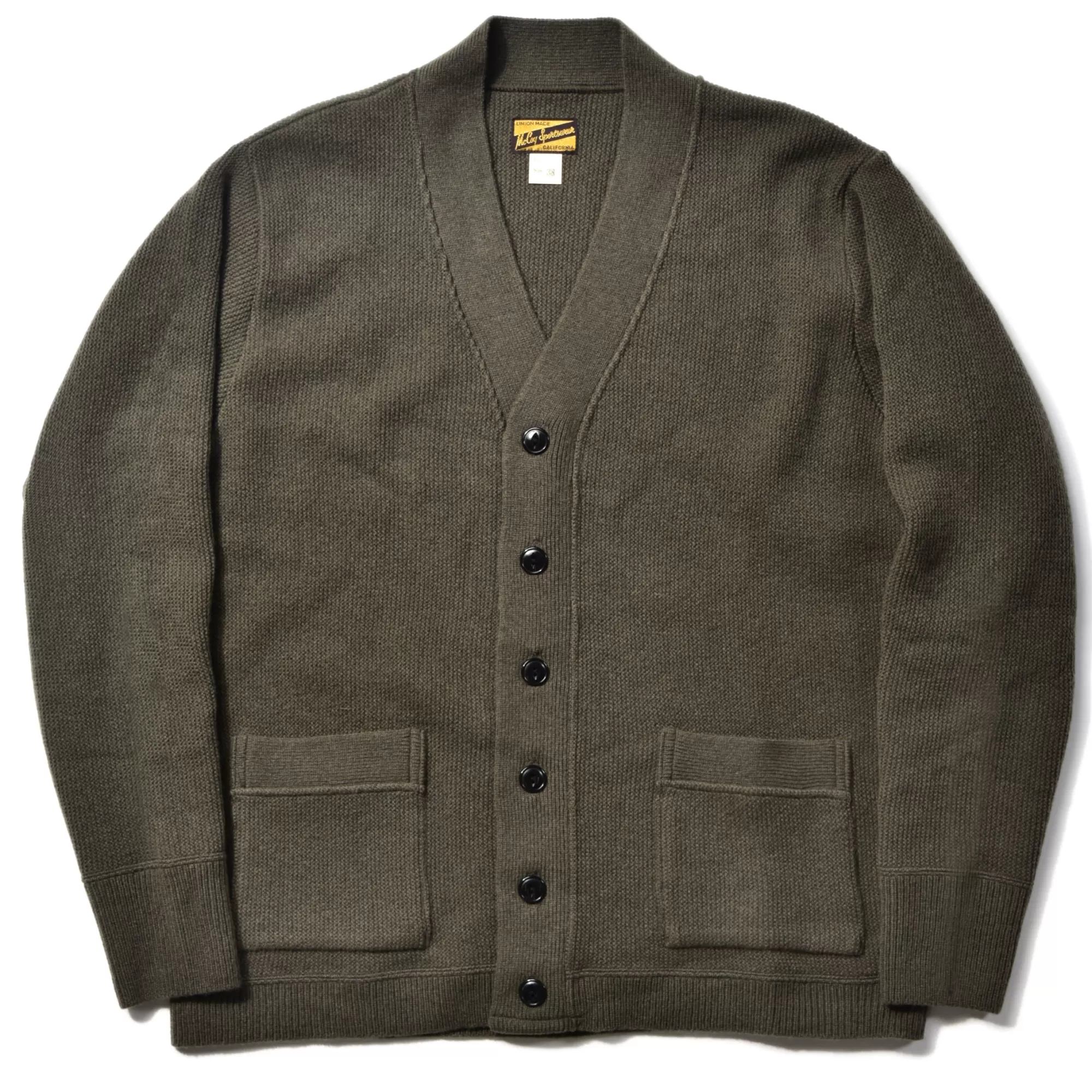 The Real McCoy's Knitwear^Wool Cashmere Cardigan Olive